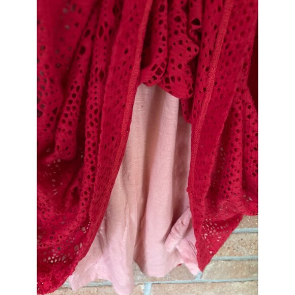 Anthropologie Postmark Dress Sunstream Eyelet Red Boho Prairie Cutout - Picture 14 of 14